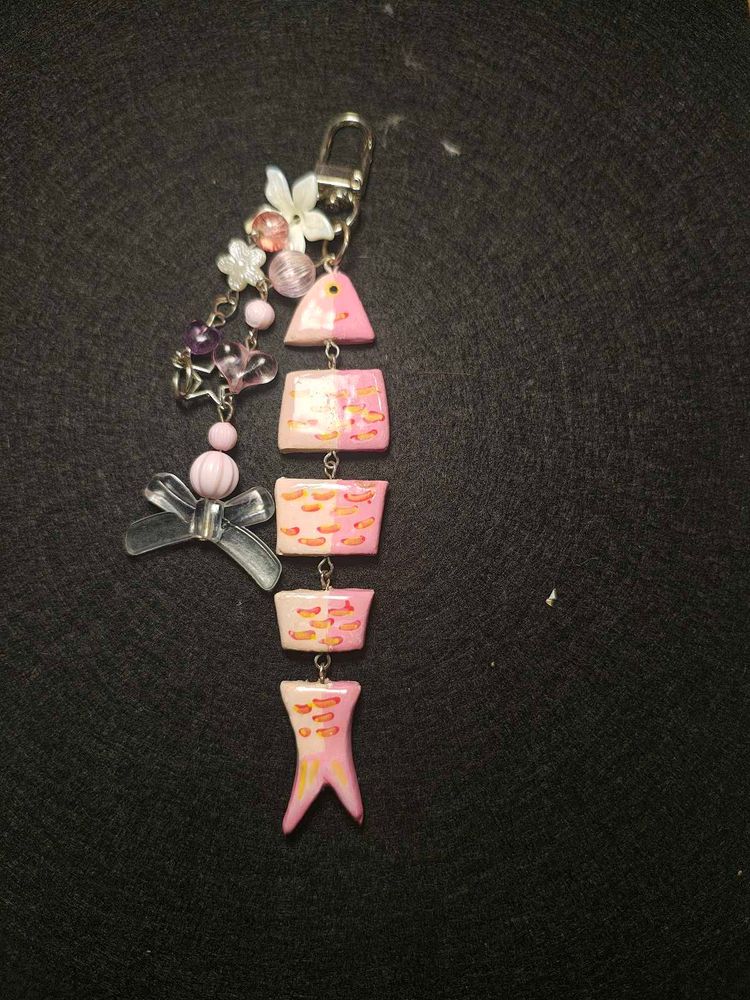 pink fish keychain