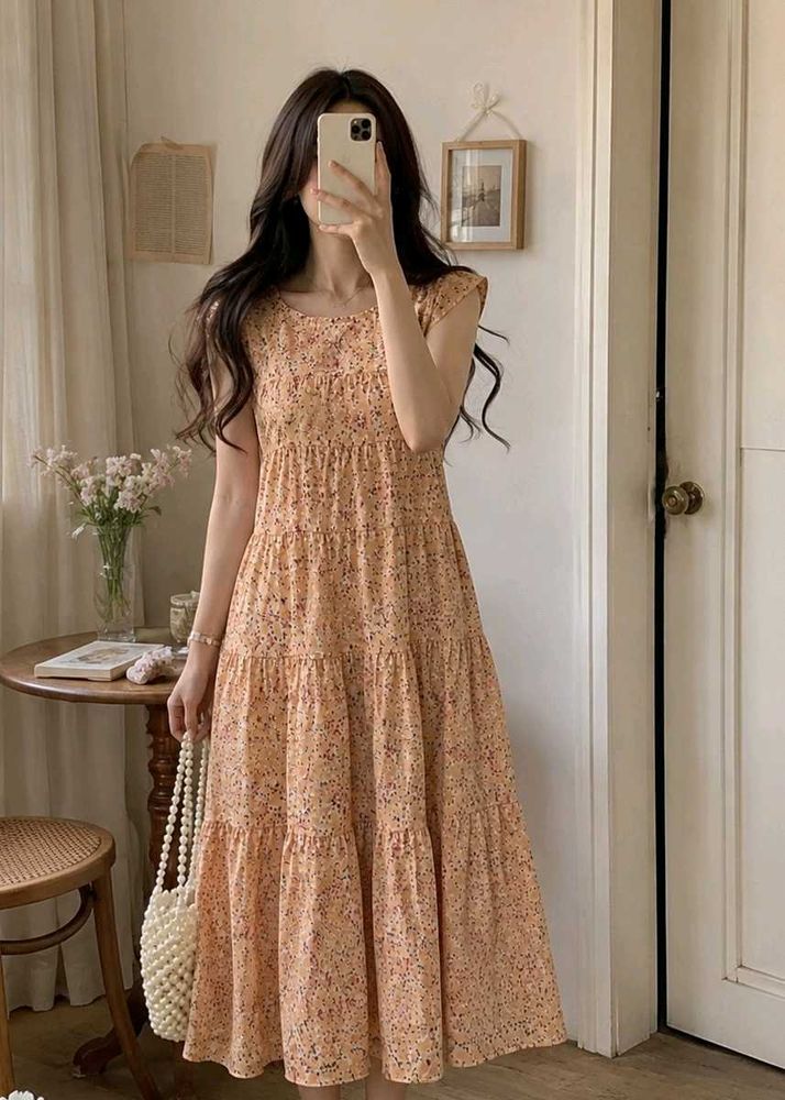 aesthetic Floral Midi Dress 🌱🌷🍂
