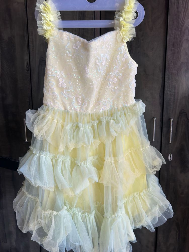 Chic Yellow Ruffled Party Dress