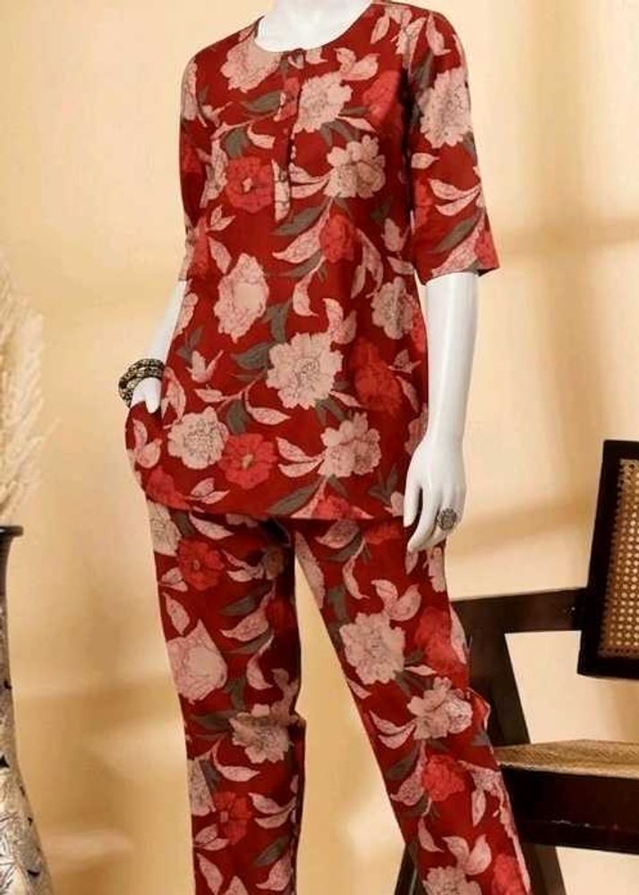Red Floral coord Set