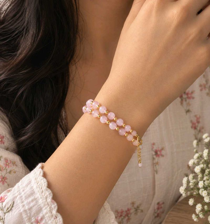 Double Layer Rose Quartz Bracelet