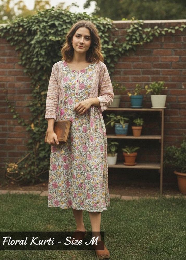 Floral Print Cotton Kurta