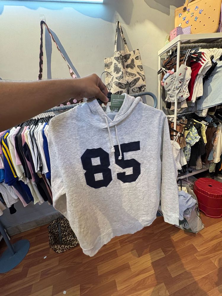 H&amp;m Gray "85" Graphic Hoodie