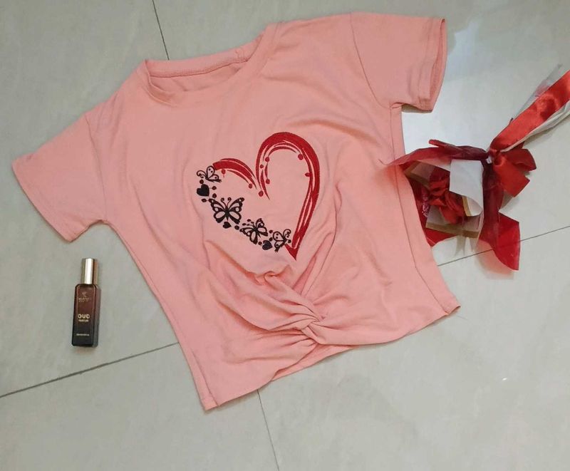 Cute Pink Heart Butterfly T-Shirt