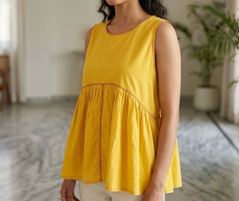 Yellow Flared Kurti Top