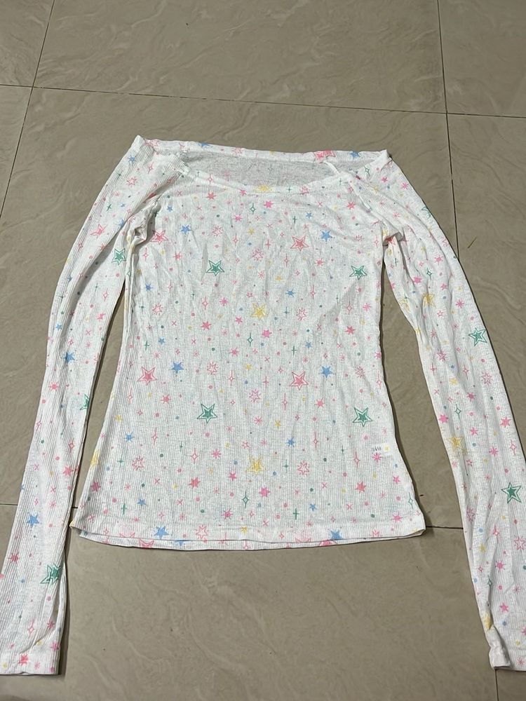 Cute Star Print Long Sleeve Top