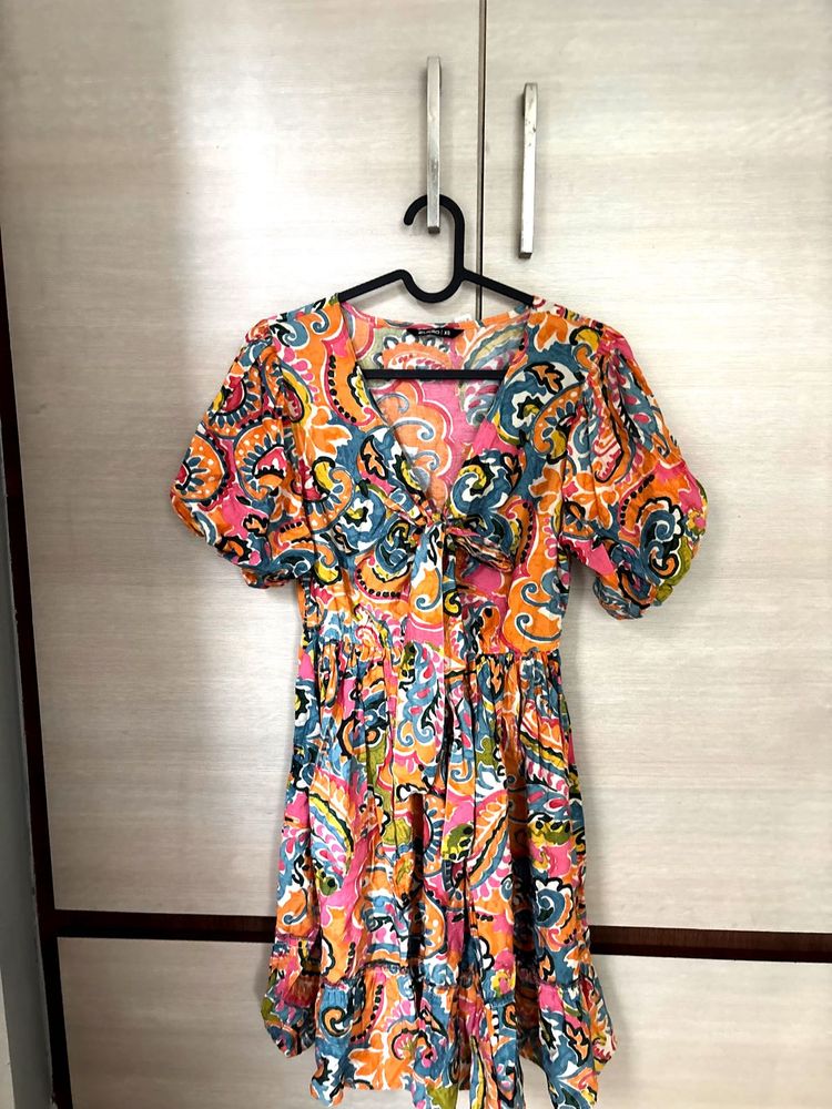 Vibrant Paisley Print Mini Dress