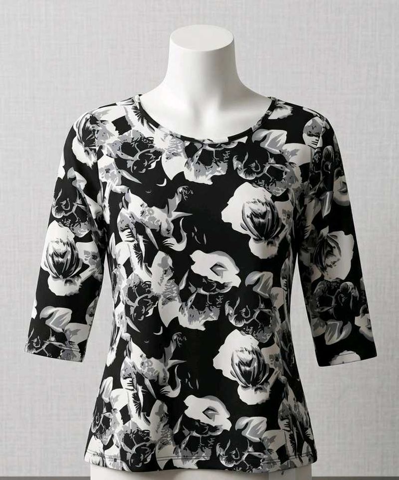 Black grey floral top  for women