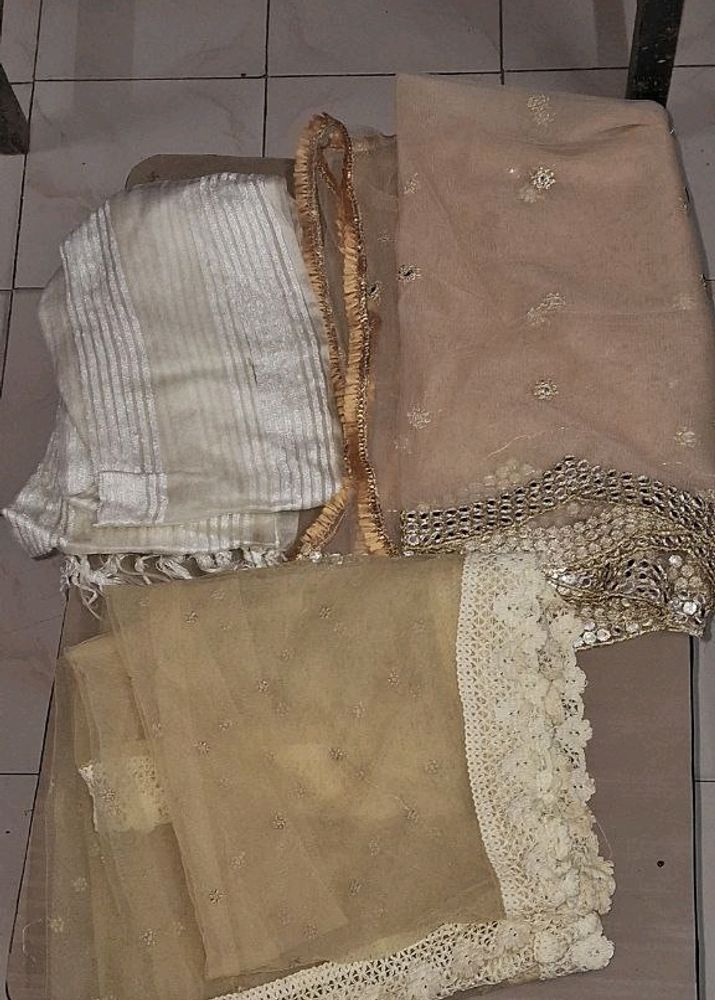 3 Beautiful Dupatta Golden