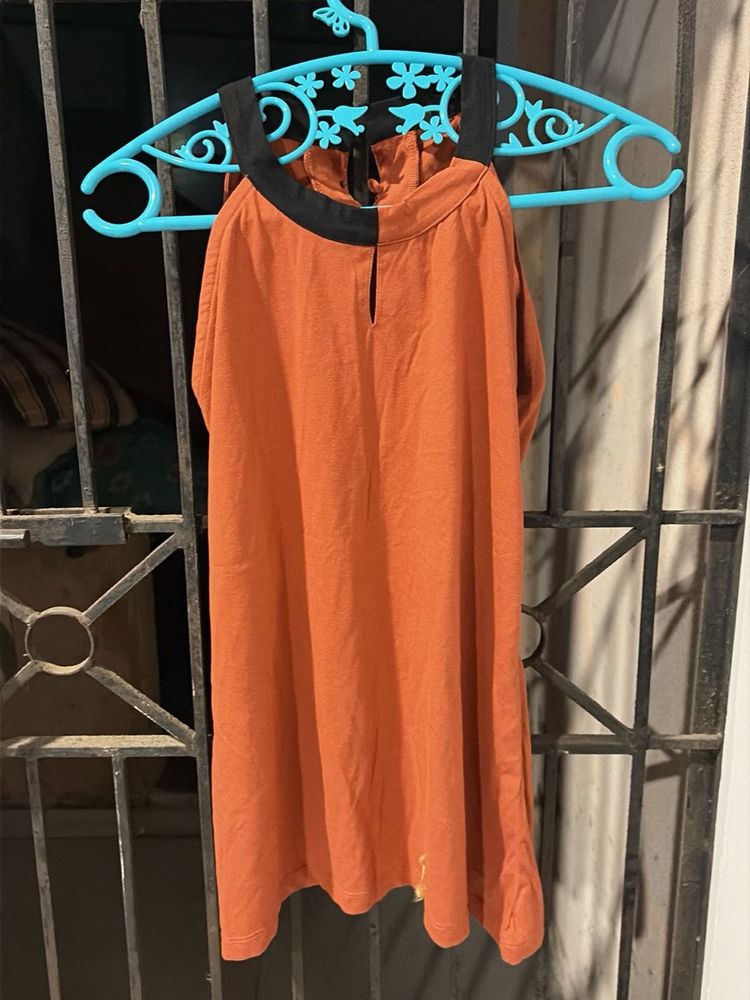 Casual Orange Sleeveless Dress
