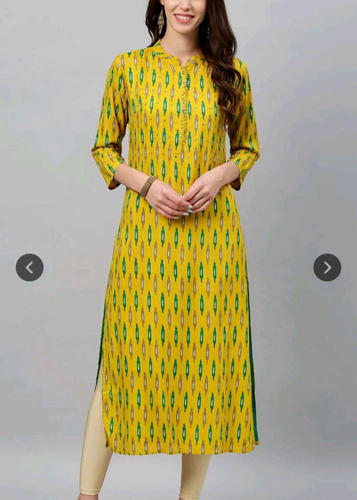 🌼Bright Yellow Printed Kurta