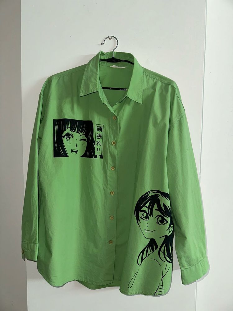 Anime Graphic Print Oversized Shirt