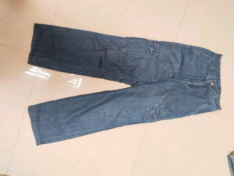 Blue Denim Cargo Pants