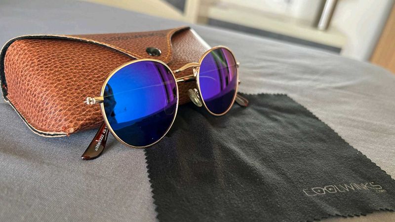 Round Blue Mirror Sunglasses