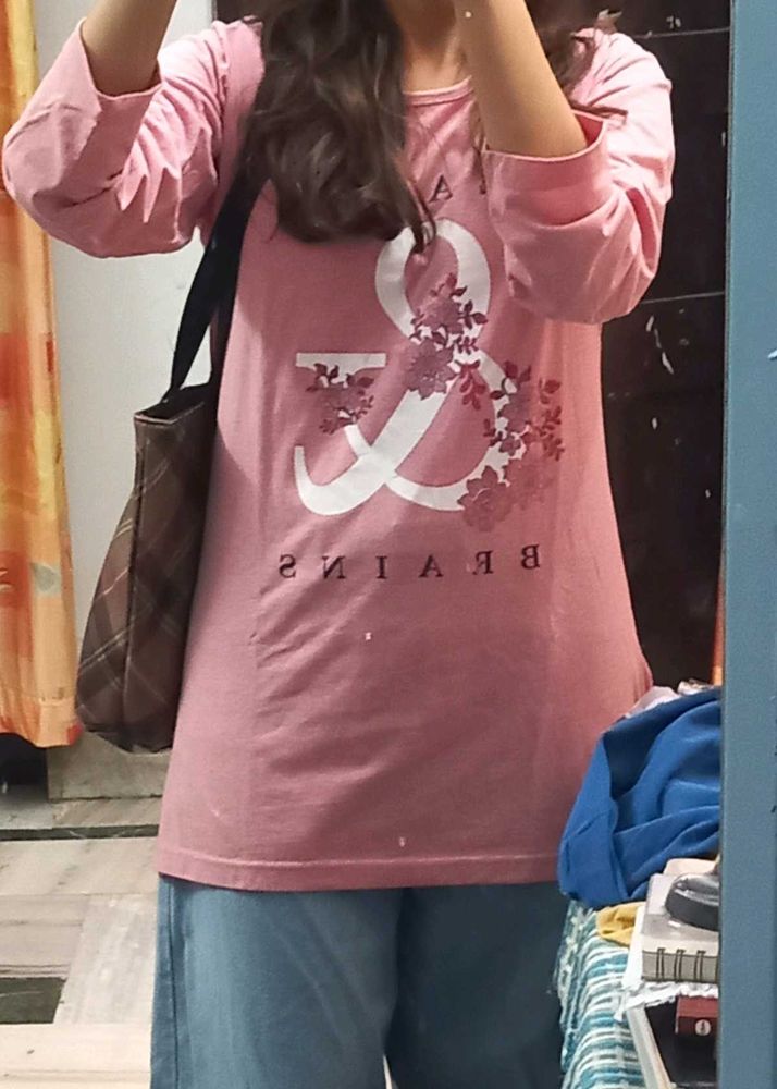Pink long tshirt kurta