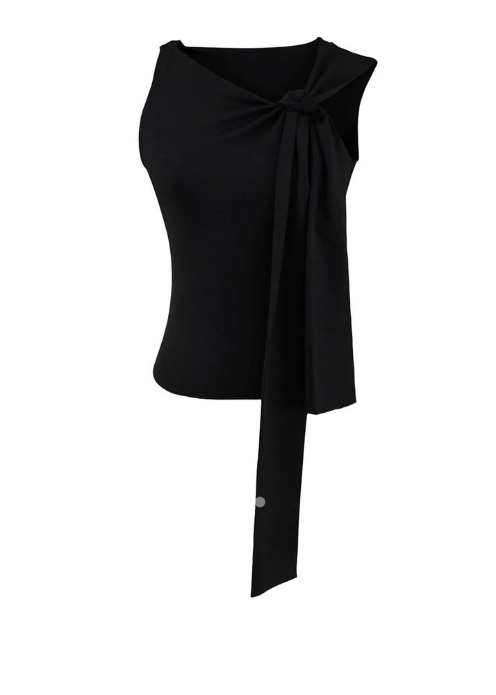 Chic Black Tie-Front Sleeveless Top