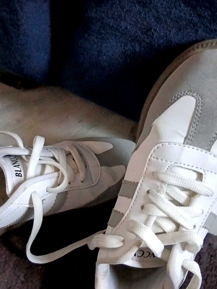 Stylish White &amp; Grey Sneakers