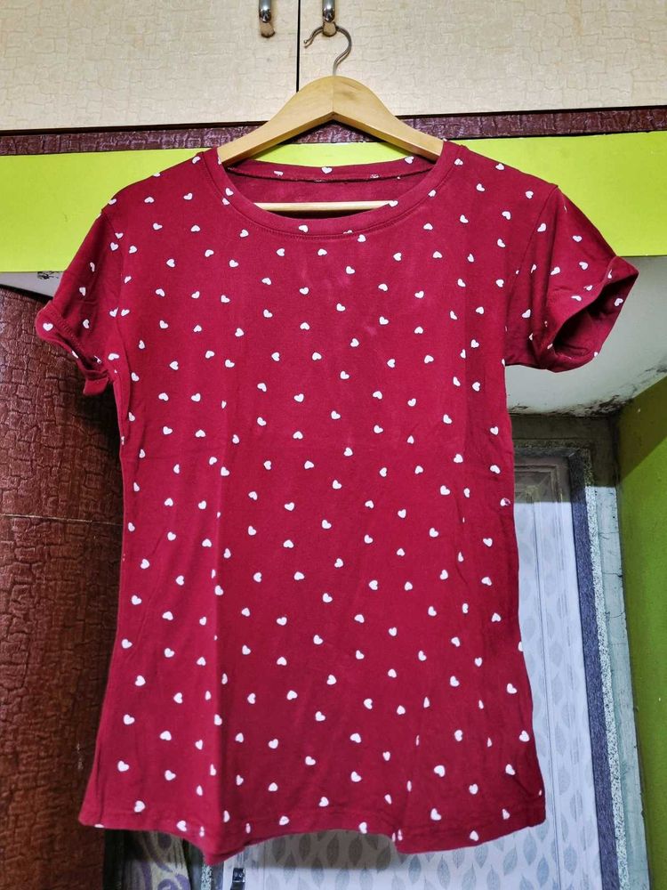 Cute Heart Print T-Shirt