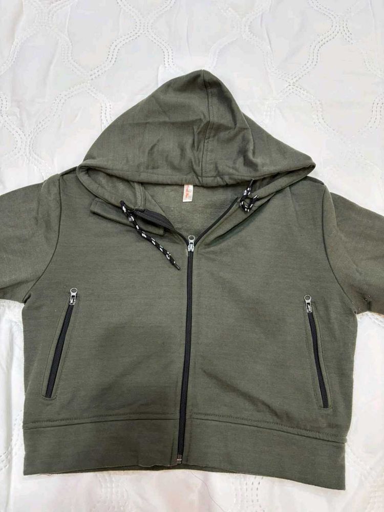Women's Green Zip-Up Hoodie Jacket