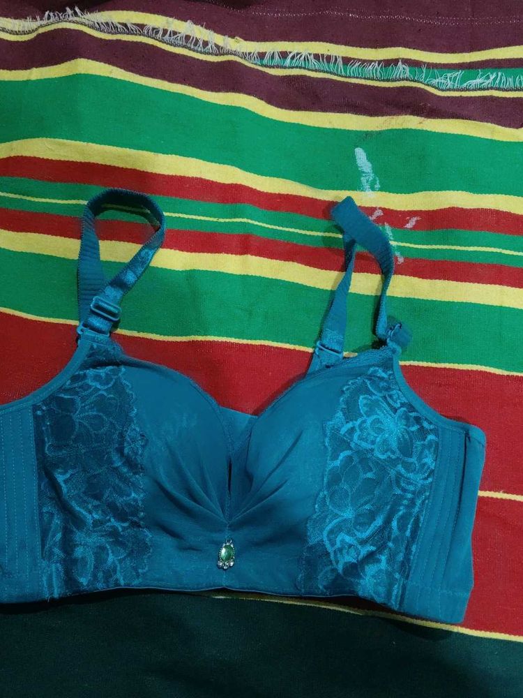 Teal Lace Detail Bra