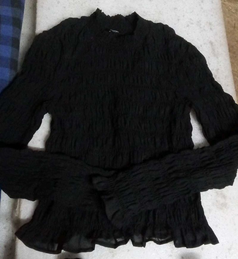 Stylish Black semi transparent Top with slip