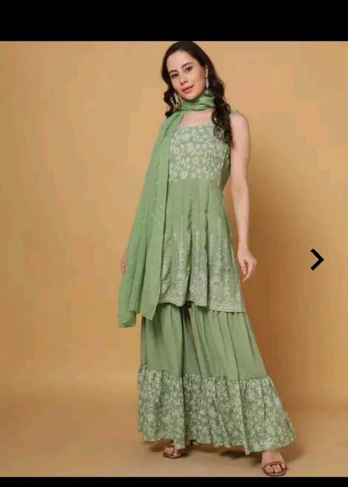 Elegant Green Sharara Suit Set