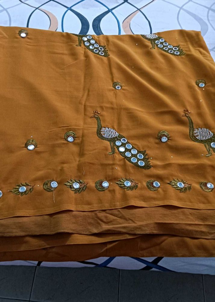 Embroidered Peacock Saree with blouse
