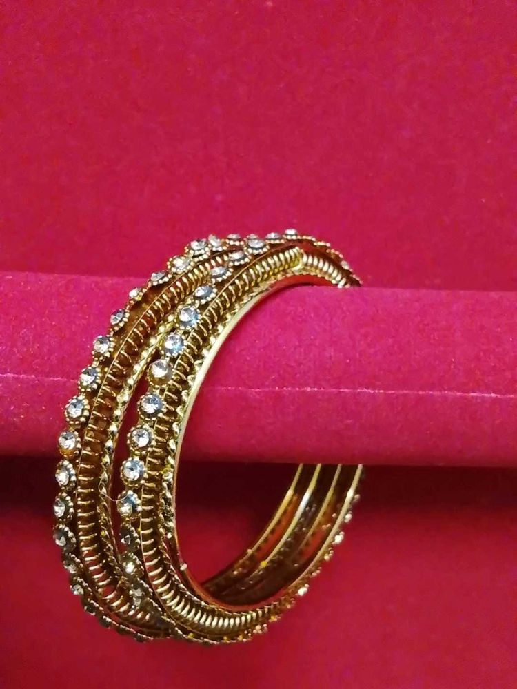 Set of Golden Bangles with Stones