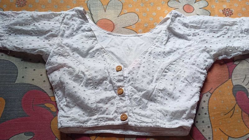 Elegant White hakoba Blouse