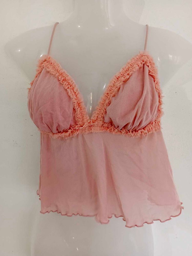 Pink Sheer Babydoll Top