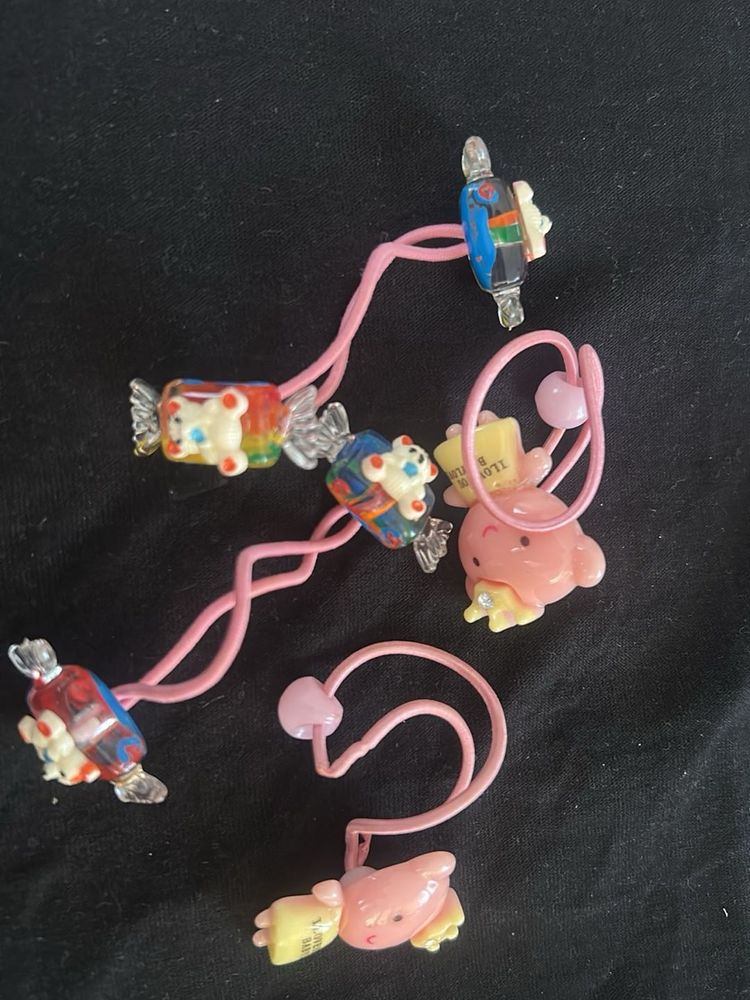 Cute Cartoon Hair Ties for Girls (1 pair- 100rs)