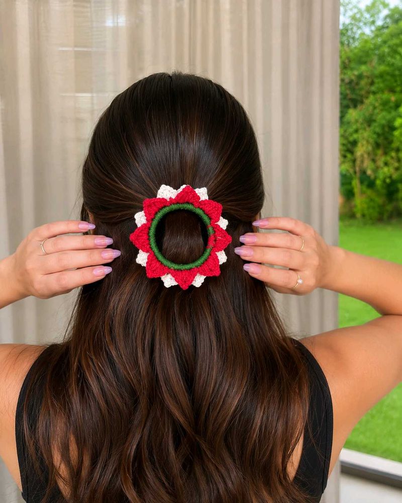Handmade Crochet Flower Hair Tie