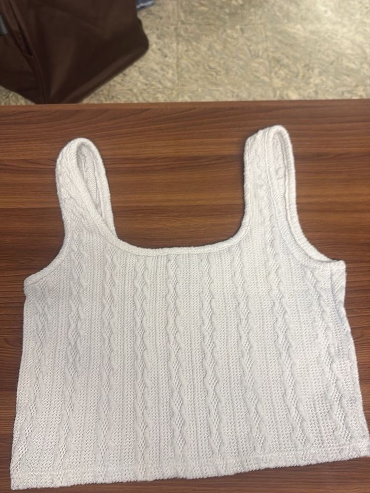 White Cable Knit Tank Top