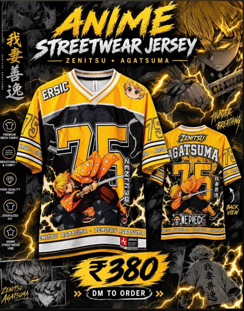 Anime Streetwear Jersey - Zenitsu Agatsuma