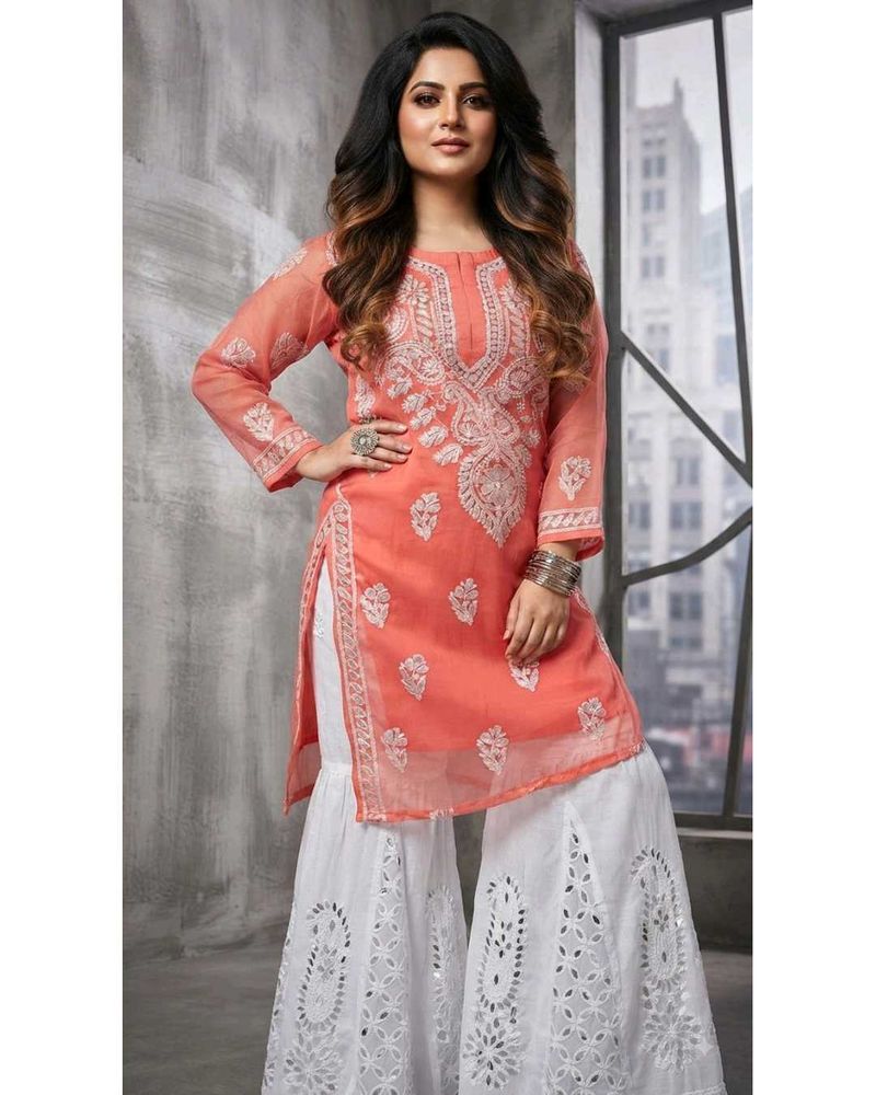 Heavy work Chikankari kurti set