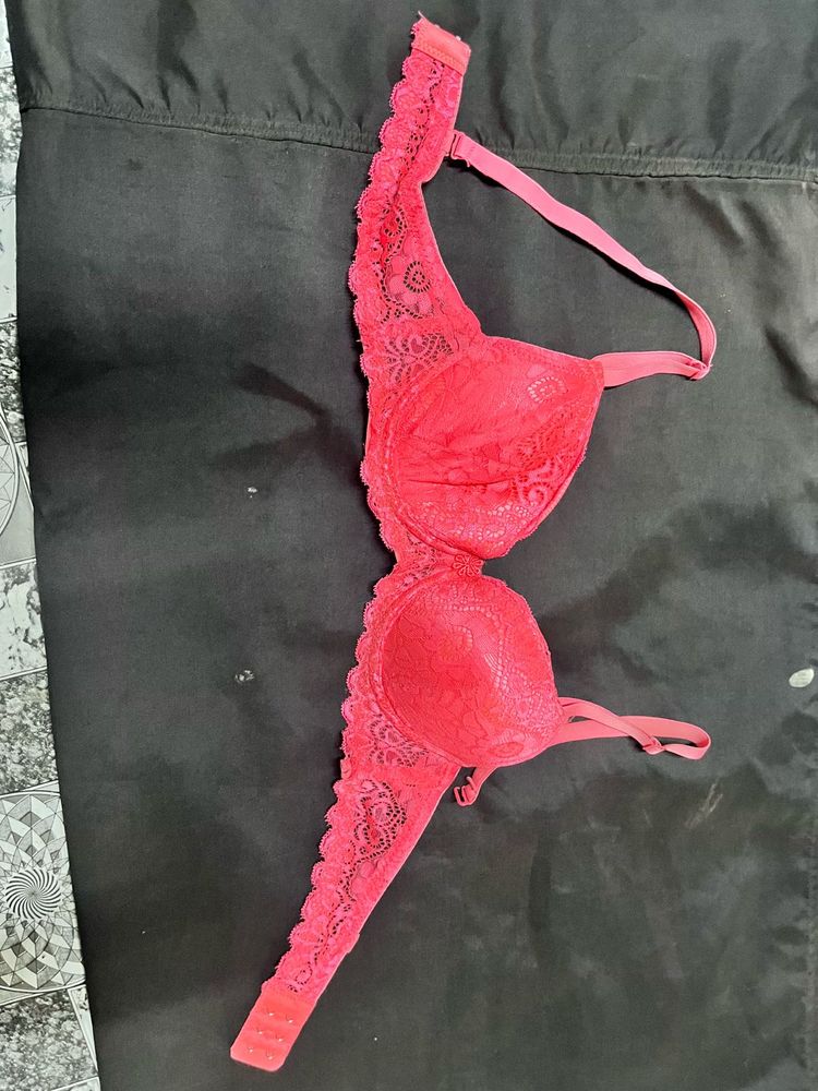 neon pink  Lace Bra