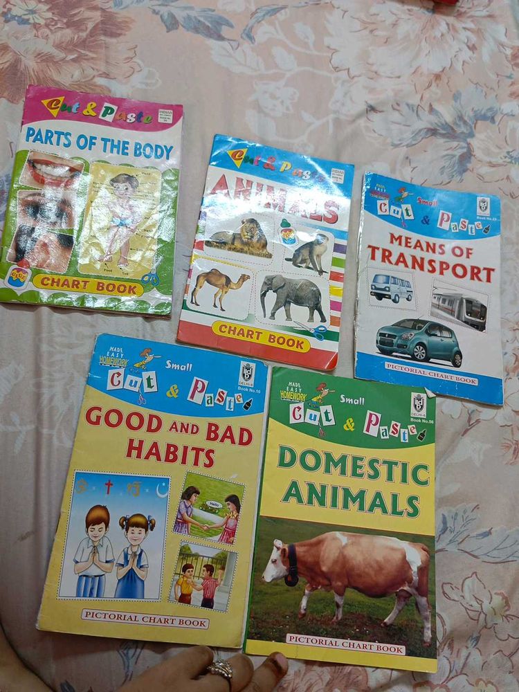 Set of 5 Cut &amp; Paste Chart Books for Kids
