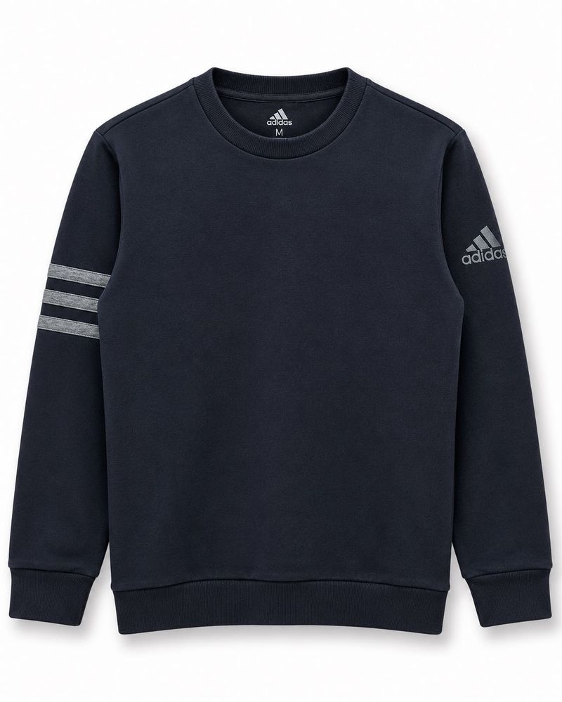 Adidas Charcoal Side Logo 3 Stripes Sweatshirt