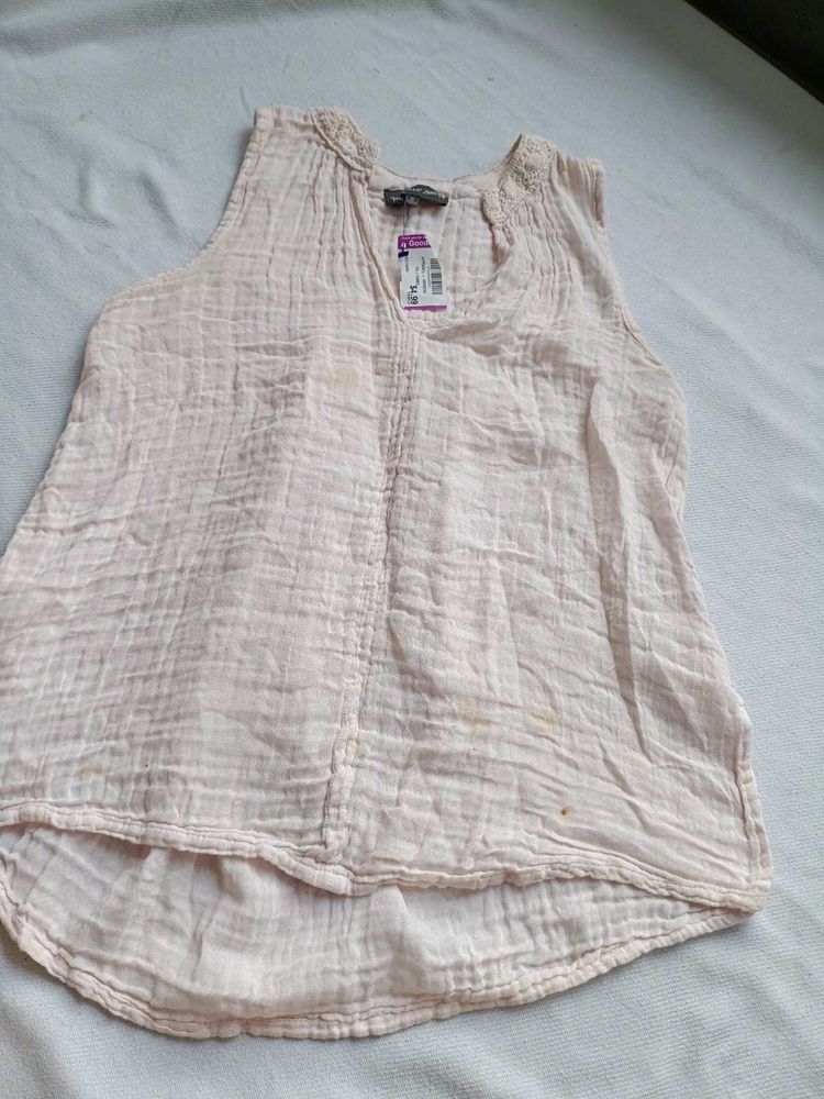 Light Pink Sleeveless Gauze Top
