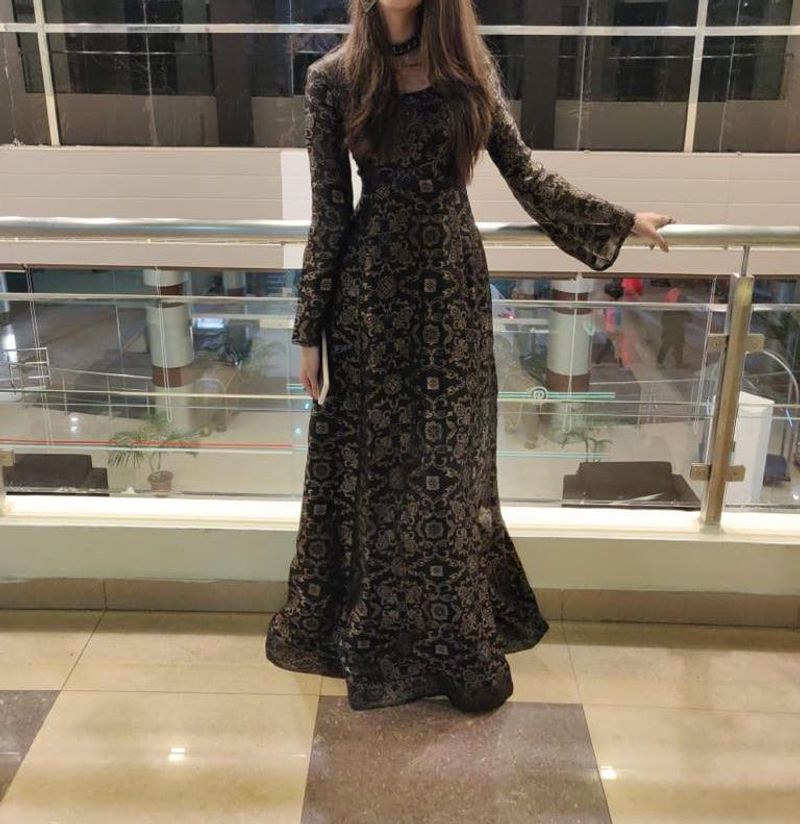 Ethnic gown with bronze work