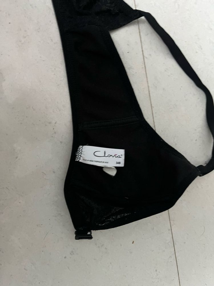 Black Clovia front open bra