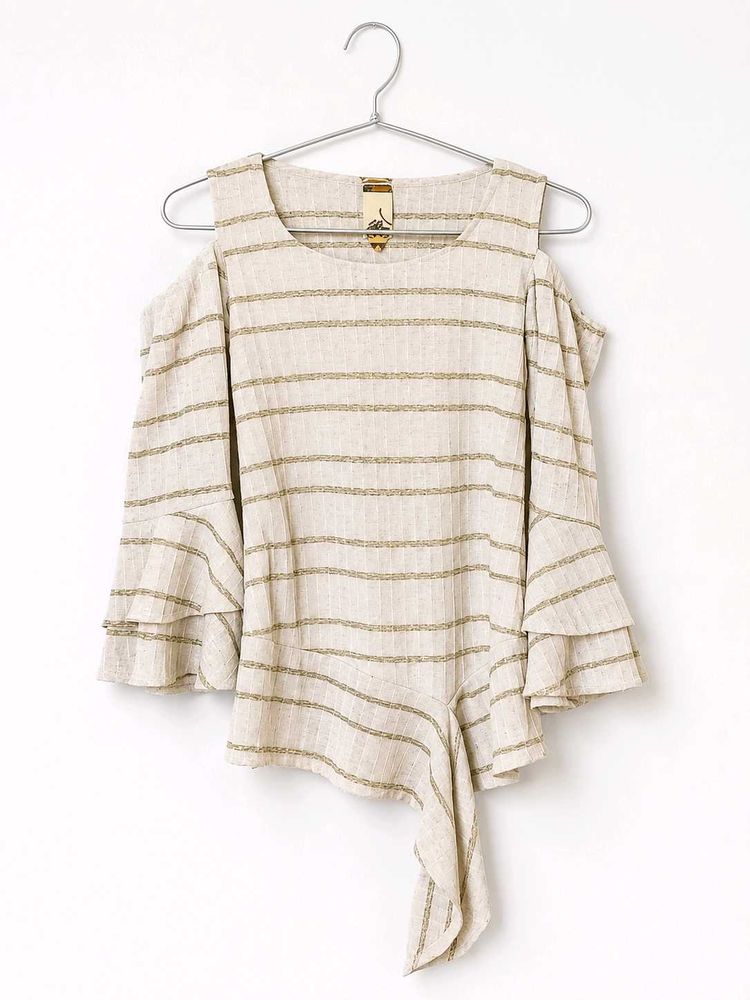 Chic Striped Cold Shoulder Top