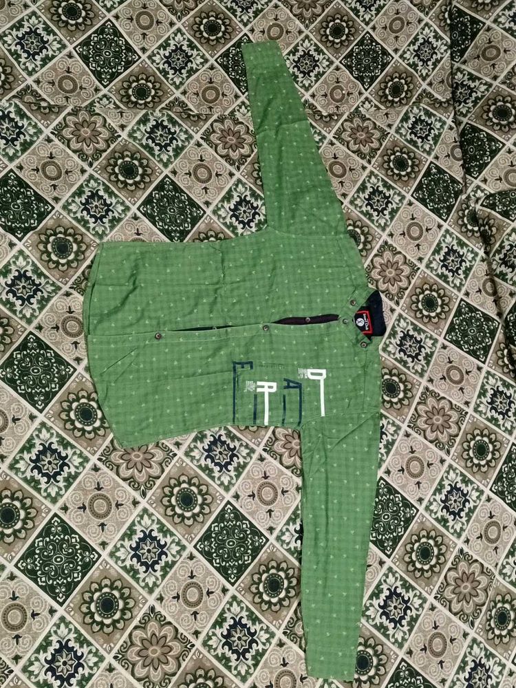 Green Printed Casual Shirt