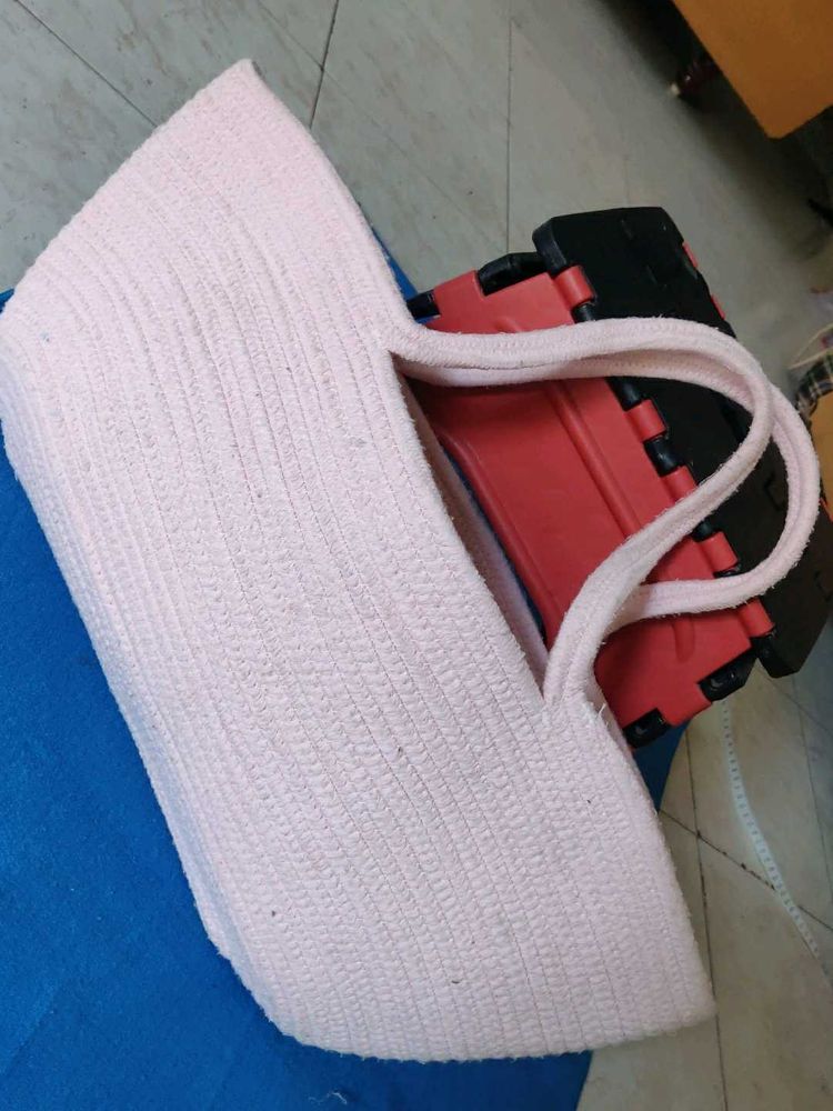 Chic Pink Woven Tote Bag(handmade)