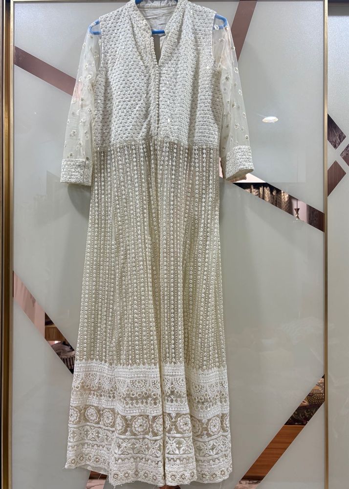 Off White very classy Lucknowee chikankari gown