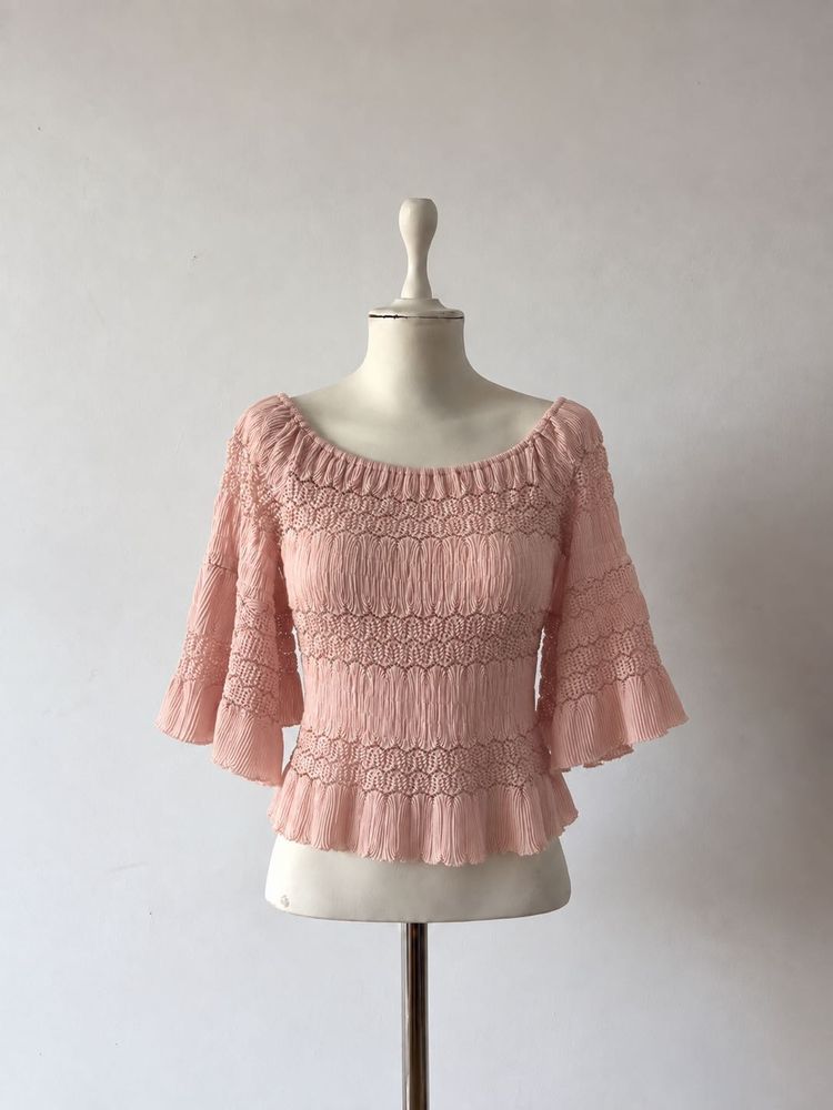 Pink Textured Peplum Top