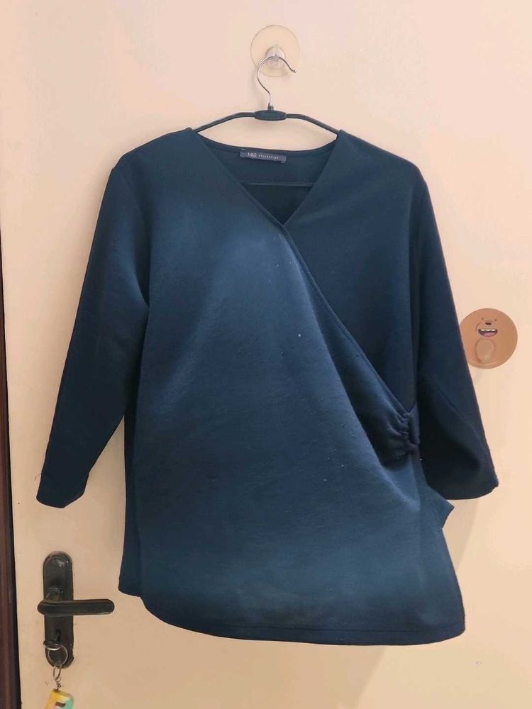 Teal Blue Wrap Style Top