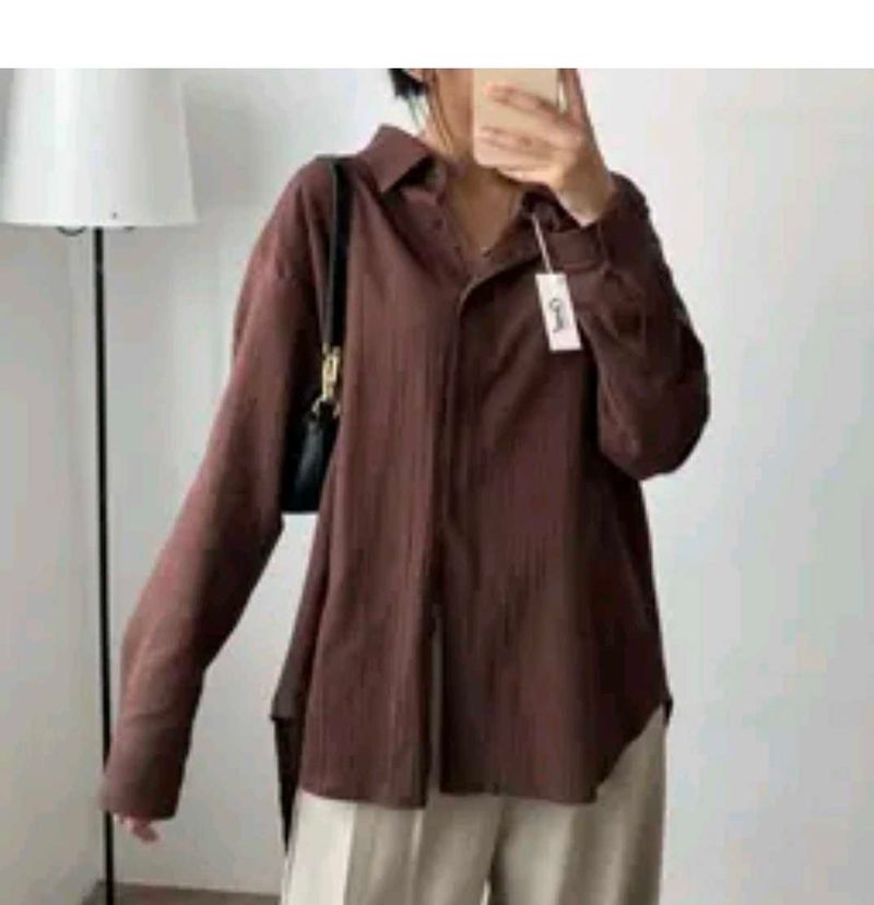 Oversized Brown Collared Shirt