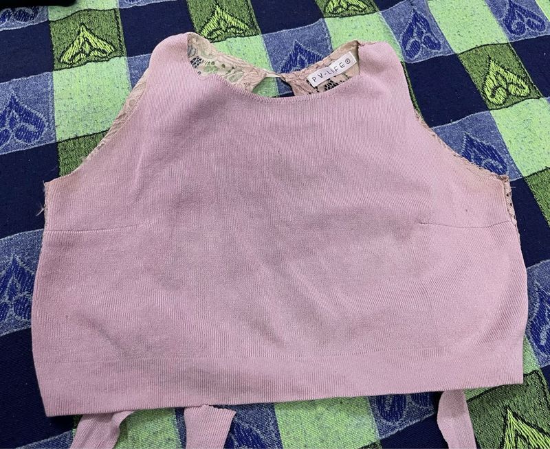 Pink Lace Crop Top
