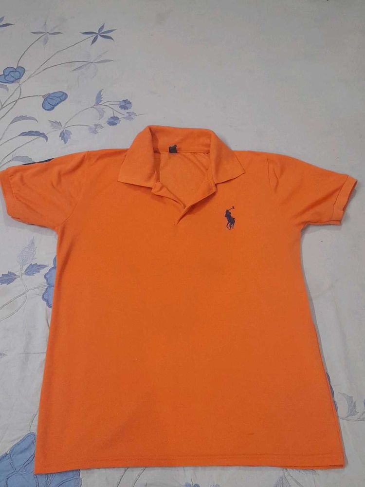 Orange Polo T-Shirt with Logo
